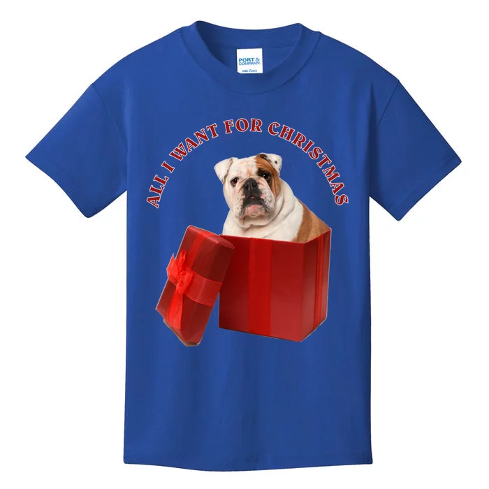 All I Want For Christmas English Bulldog Cool Gift Kids T-Shirt