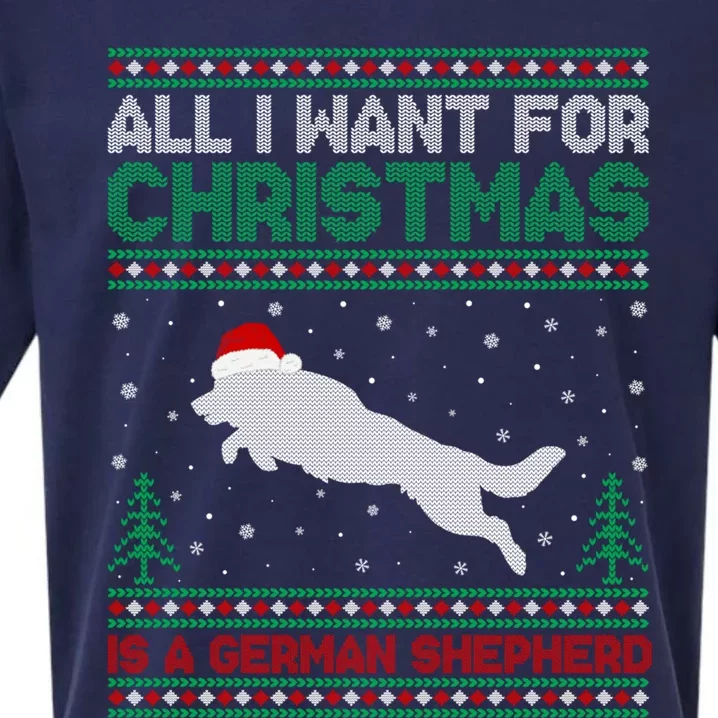 All I Want For Xmas Is A Ger Shepherd Dog Ugly Christmas Gift Sueded Cloud Jersey T-Shirt