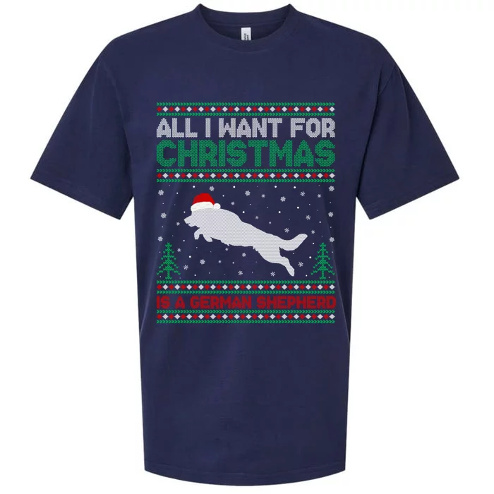 All I Want For Xmas Is A Ger Shepherd Dog Ugly Christmas Gift Sueded Cloud Jersey T-Shirt