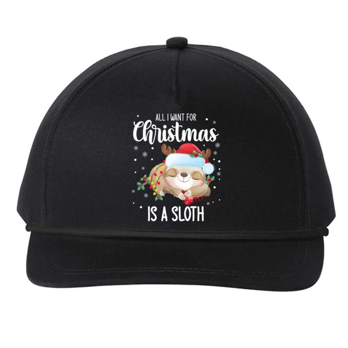 All I Want For Christmas Is A Sloth Cute Sleeping Sloth Gift Snapback Five-Panel Rope Hat