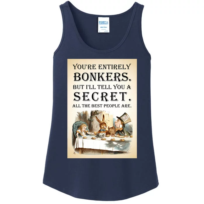 Alice In Wonderland Tea Party YouRe Entirely Bonkers Quote Ladies Essential Tank