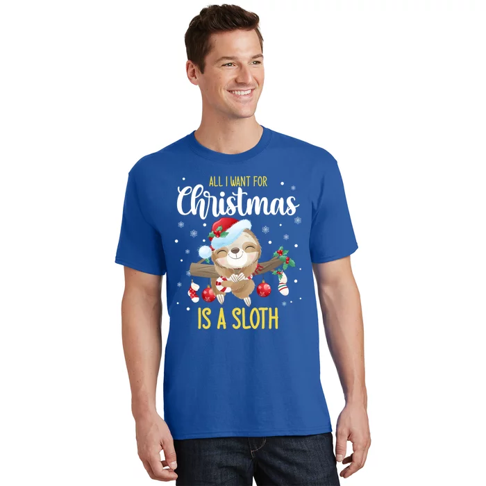 All I Want For Christmas Is A Sloth Funny Sleeping Sloth Gift T-Shirt