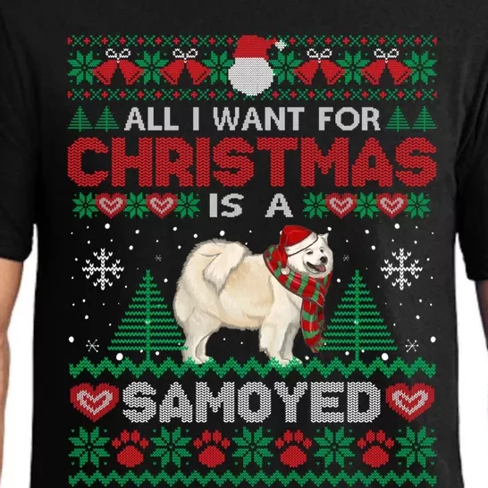 All I Want For Christmas Is A Samoyed Ugly Sweater Xmas Gift Pajama Set