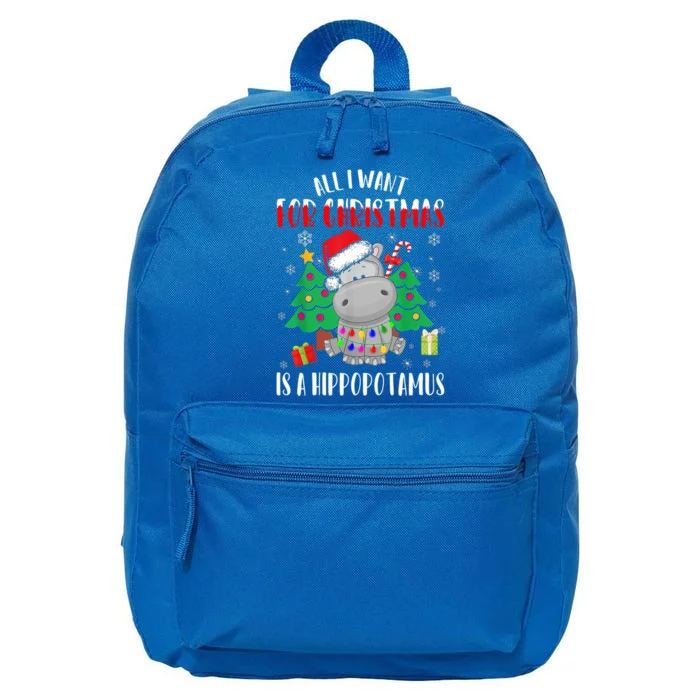 All I Want For Christmas Is A Hippopotamus Buffalo Plaid Great Gift 16 in Basic Backpack