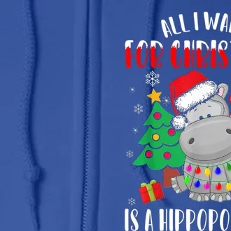 All I Want For Christmas Is A Hippopotamus Buffalo Plaid Great Gift Full Zip Hoodie