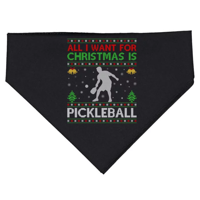 All I Want For Christmas Is Pickleball Ugly Christmas Gift USA-Made Doggie Bandana