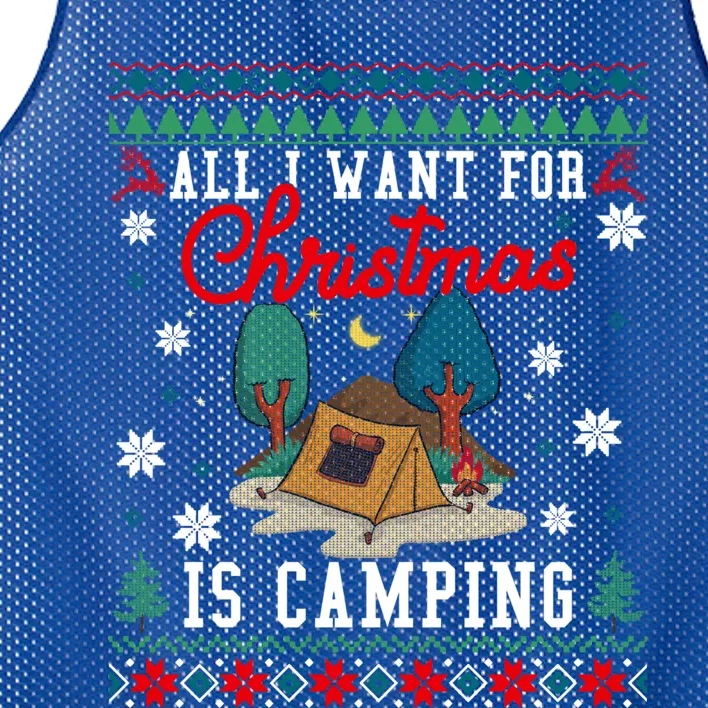 All I Want For Christmas Is Camping Ugly Xmas Sweater Funny Gift Mesh Reversible Basketball Jersey Tank