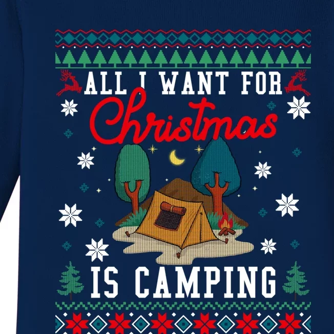 All I Want For Christmas Is Camping Ugly Xmas Sweater Funny Gift Baby Long Sleeve Bodysuit