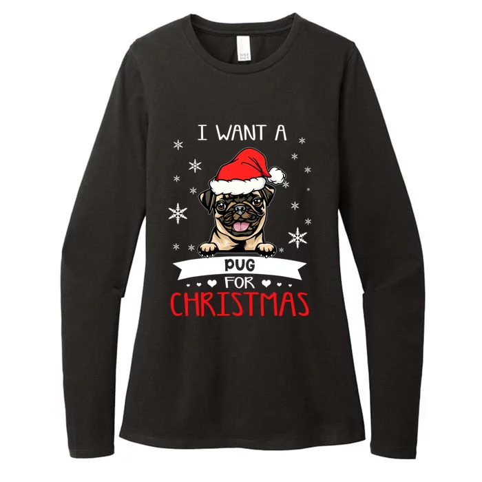 All I Want For Christmas Is A Pug Dog Santa Reindeer Meaningful Gift Womens CVC Long Sleeve Shirt