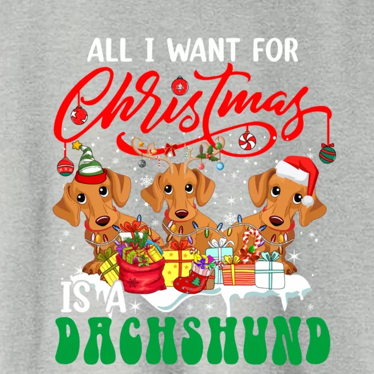 All I Want For Xmas Is A Dachshund Three Santa Reindeer Dogs Gift Women's Crop Top Tee