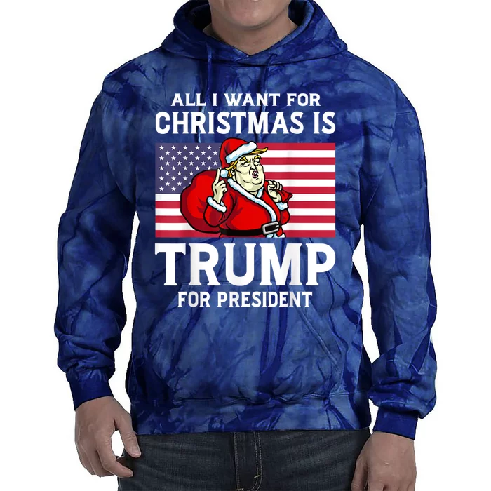 All I Want For Christmas Is Trump For President Trump Back Tie Dye Hoodie