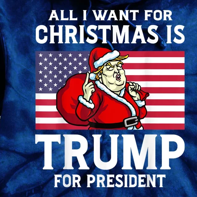 All I Want For Christmas Is Trump For President Trump Back Tie Dye Hoodie