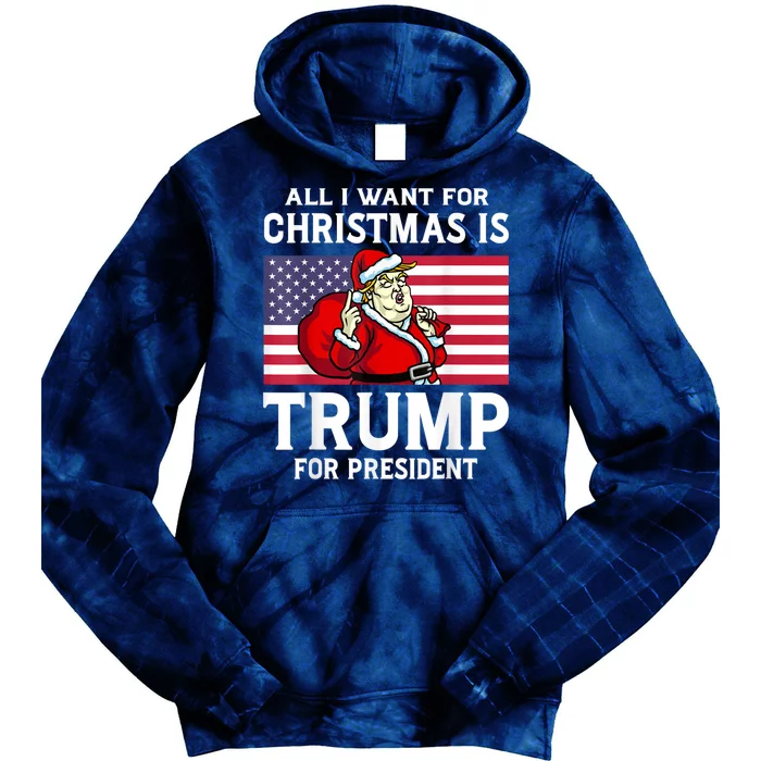 All I Want For Christmas Is Trump For President Trump Back Tie Dye Hoodie