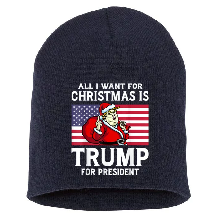 All I Want For Christmas Is Trump For President Trump Back Short Acrylic Beanie