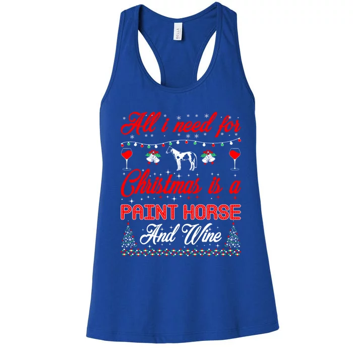 All I Want For Christmas Paint Horse And Wine Gift Women's Racerback Tank