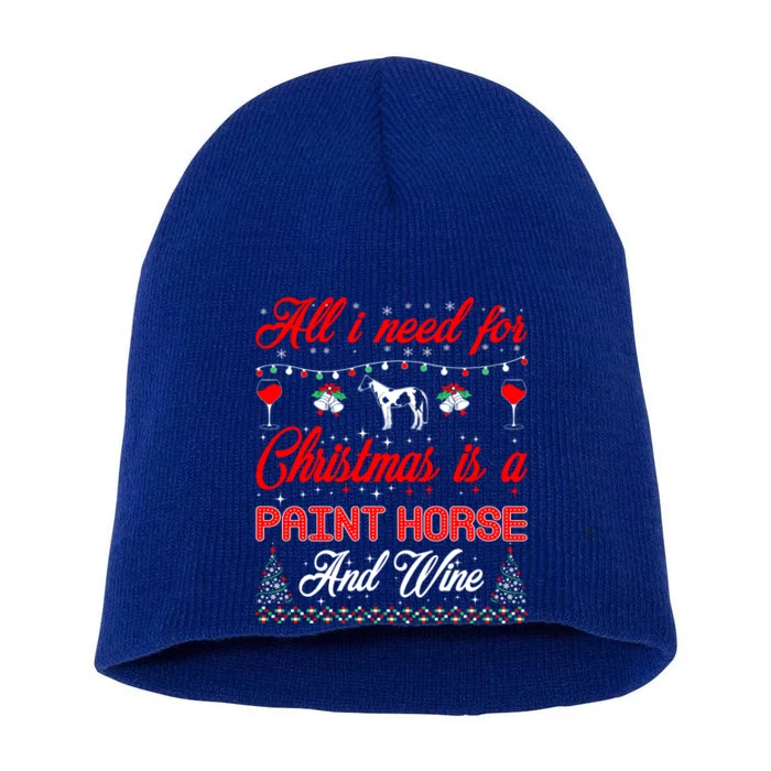 All I Want For Christmas Paint Horse And Wine Gift Short Acrylic Beanie