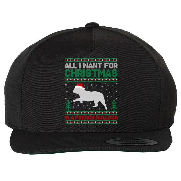 All I Want For Xmas Is A French Bulldog Ugly Xmas Sweater Meaningful Gift Wool Snapback Cap