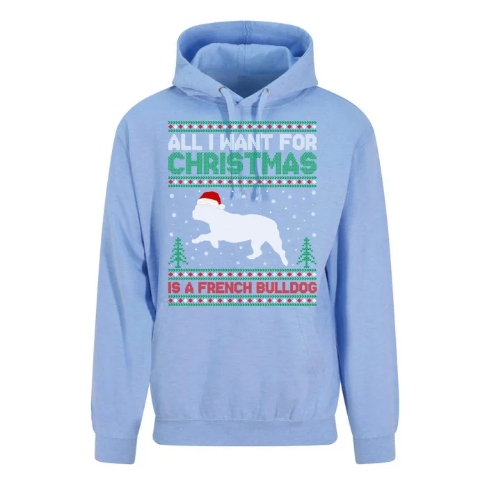 All I Want For Xmas Is A French Bulldog Ugly Xmas Sweater Meaningful Gift Unisex Surf Hoodie