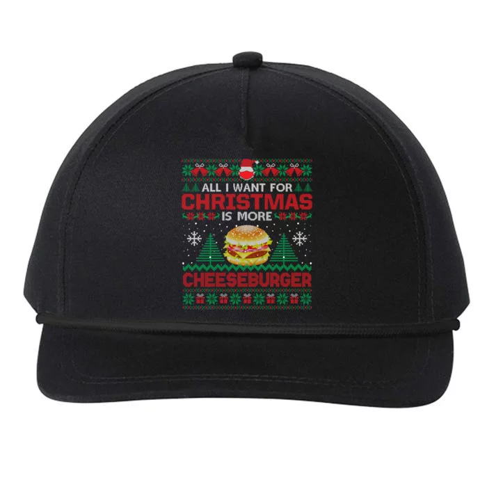 All I Want Is More Cheeseburger Christmas Pajama Party Gift Snapback Five-Panel Rope Hat