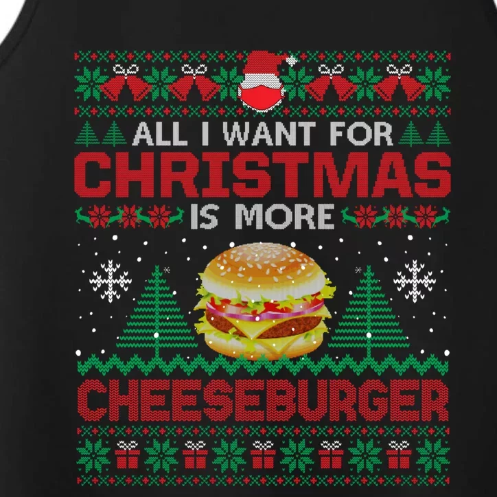 All I Want Is More Cheeseburger Christmas Pajama Party Gift Performance Tank