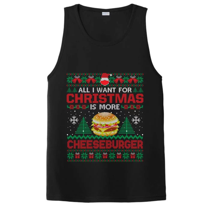 All I Want Is More Cheeseburger Christmas Pajama Party Gift Performance Tank