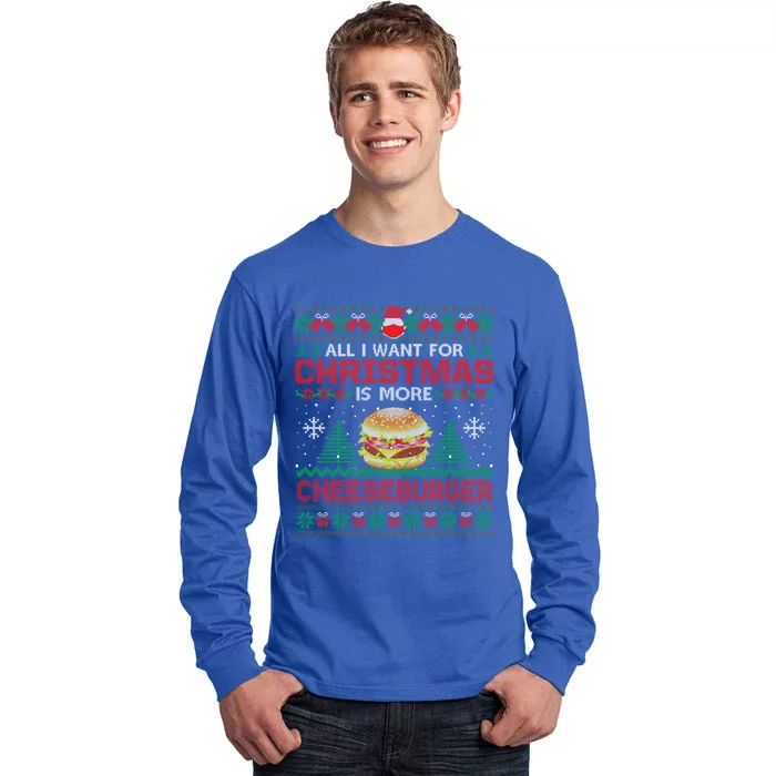 All I Want Is More Cheeseburger Christmas Pajama Party Gift Tall Long Sleeve T-Shirt