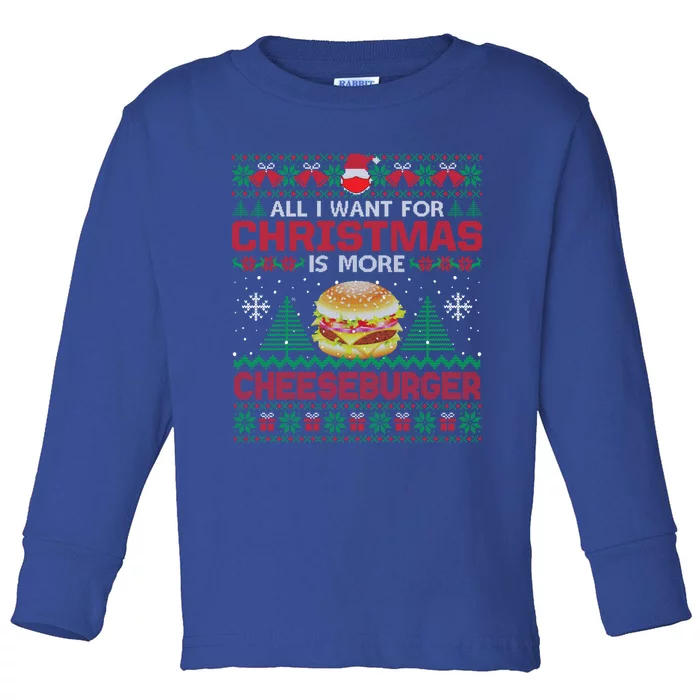 All I Want Is More Cheeseburger Christmas Pajama Party Gift Toddler Long Sleeve Shirt