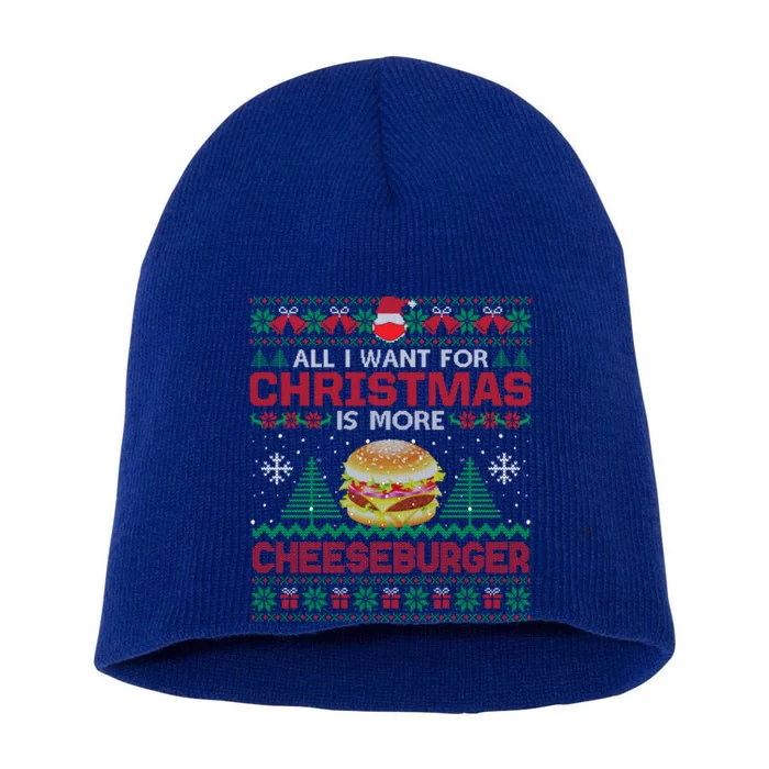 All I Want Is More Cheeseburger Christmas Pajama Party Gift Short Acrylic Beanie