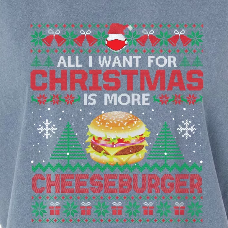 All I Want Is More Cheeseburger Christmas Pajama Party Gift Garment-Dyed Women's Muscle Tee