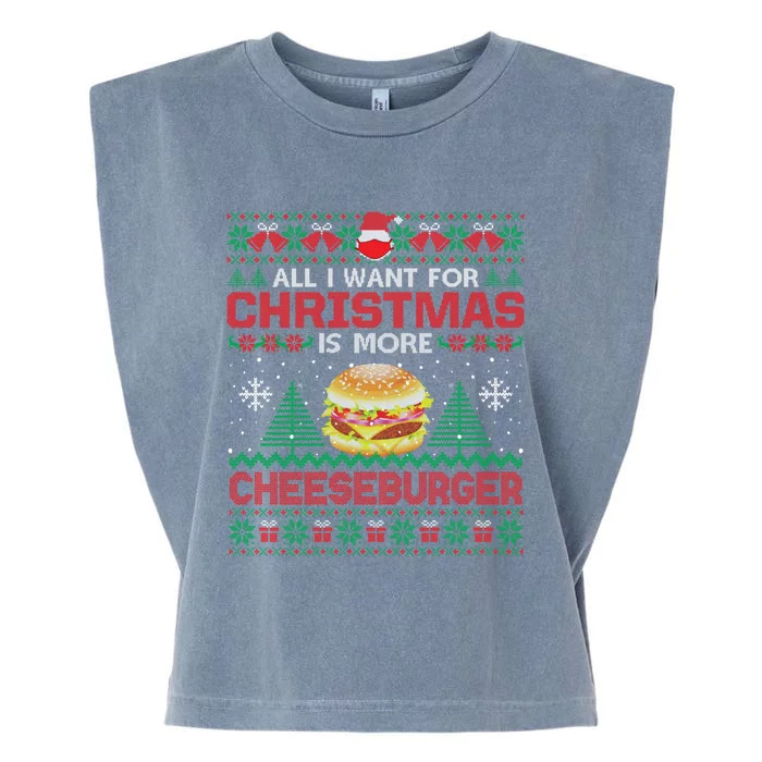 All I Want Is More Cheeseburger Christmas Pajama Party Gift Garment-Dyed Women's Muscle Tee