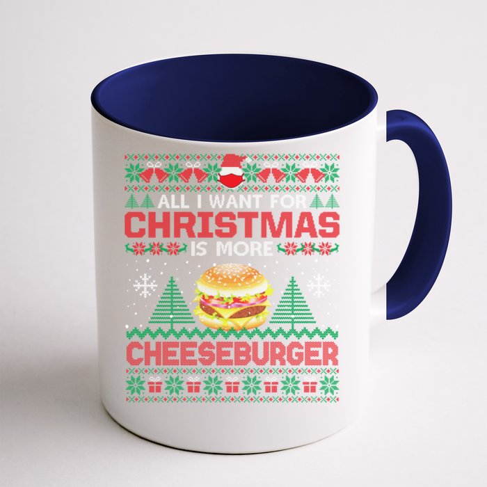 All I Want Is More Cheeseburger Christmas Pajama Party Gift Front & Back Coffee Mug