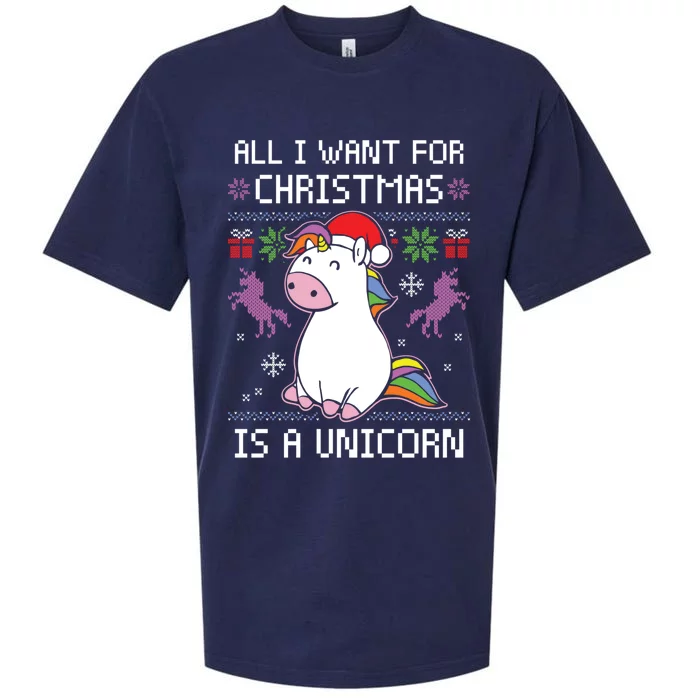 All I Want For Christmas Is A Unicorn Ugly Christmas Sweater Gift Sueded Cloud Jersey T-Shirt