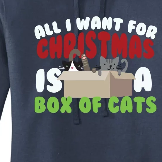 All I Want For Christmas Is A Box Of Cats Gift Women's Pullover Hoodie