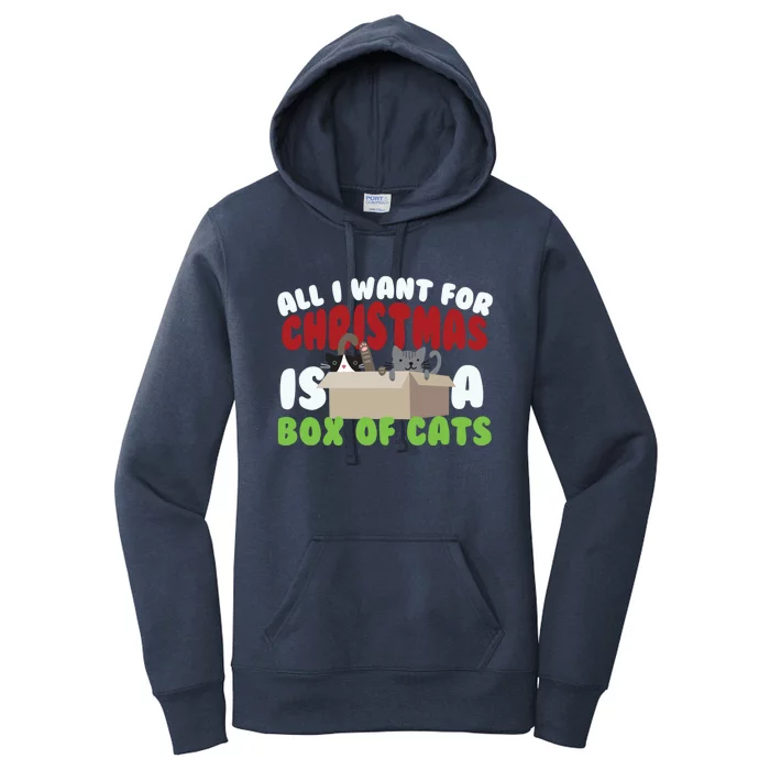 All I Want For Christmas Is A Box Of Cats Gift Women's Pullover Hoodie