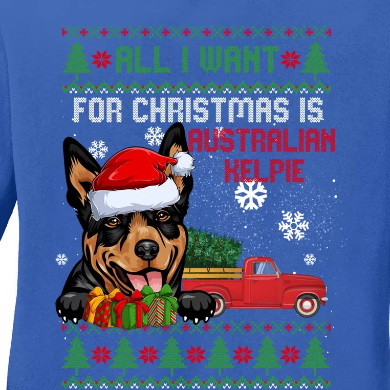 All I Want For Christmas Is Australian Kelpie Christmas Cat Great Gift Ladies Long Sleeve Shirt