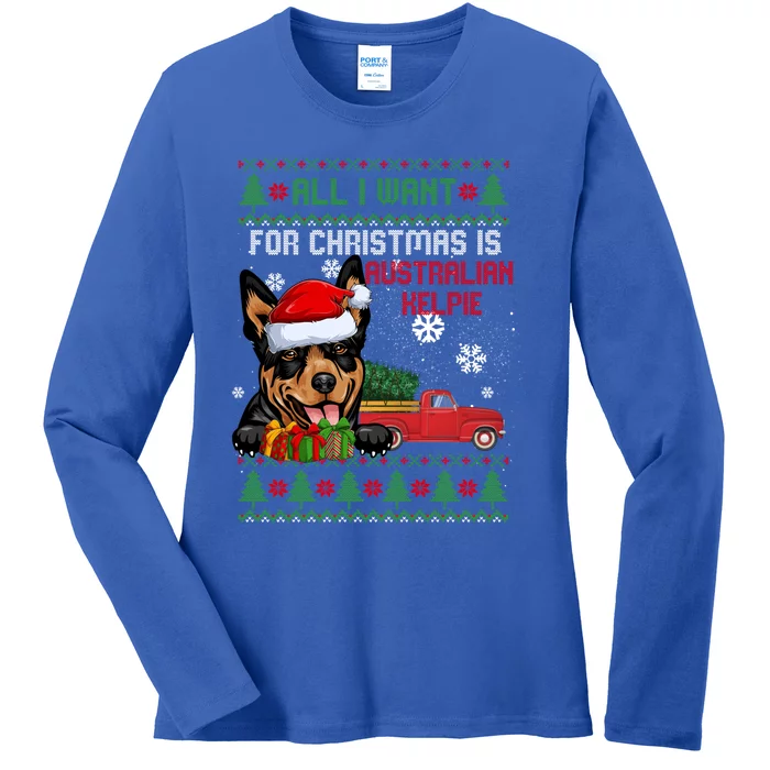 All I Want For Christmas Is Australian Kelpie Christmas Cat Great Gift Ladies Long Sleeve Shirt