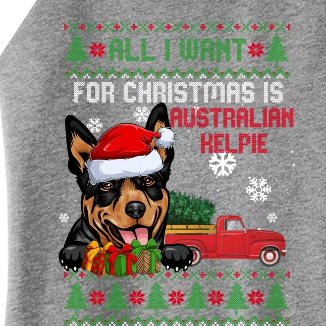 All I Want For Christmas Is Australian Kelpie Christmas Cat Great Gift Women’s Perfect Tri Rocker Tank