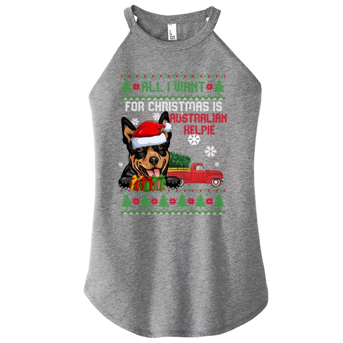 All I Want For Christmas Is Australian Kelpie Christmas Cat Great Gift Women’s Perfect Tri Rocker Tank