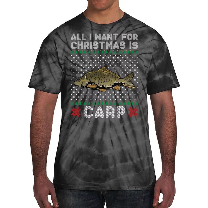 All I Want For Christmas Is Carp Fishing Christmas Tie-Dye T-Shirt