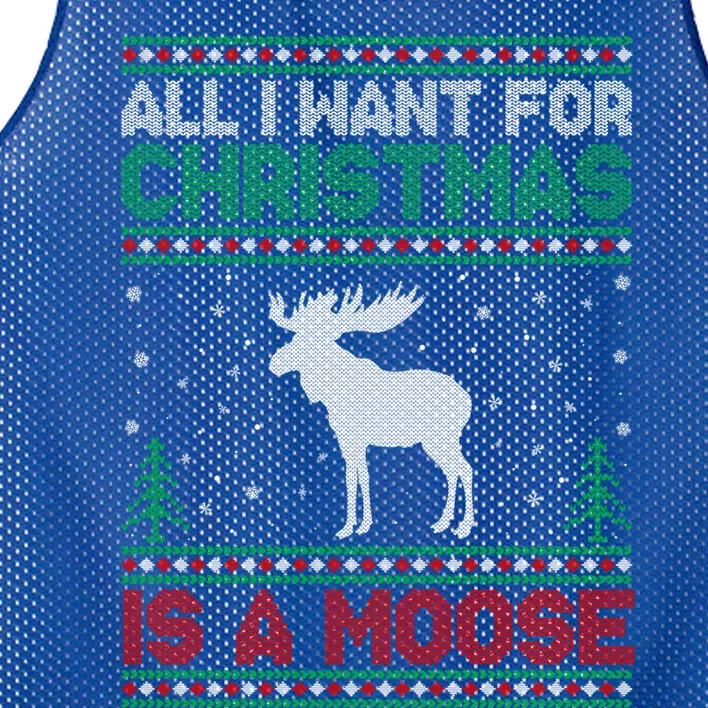 All I Want For Xmas Is A Moose Ugly Christmas Sweater Gift Mesh Reversible Basketball Jersey Tank