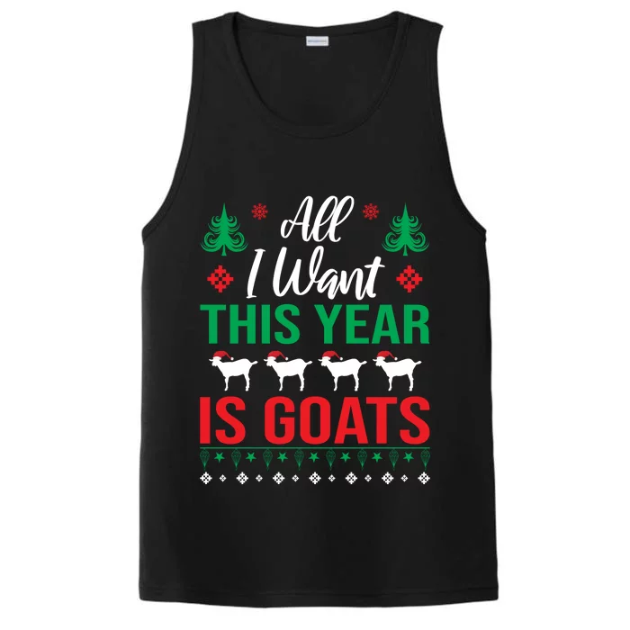 All I Want This Year Is Goats Funny Christmas Performance Tank