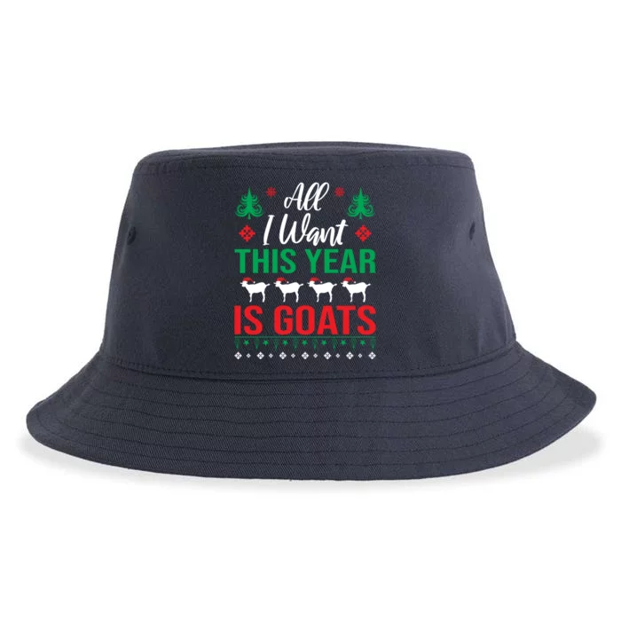 All I Want This Year Is Goats Funny Christmas Sustainable Bucket Hat