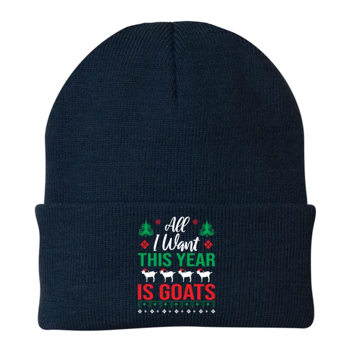 All I Want This Year Is Goats Funny Christmas Knit Cap Winter Beanie