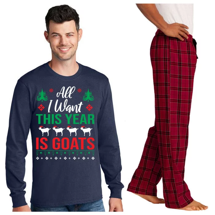 All I Want This Year Is Goats Funny Christmas Long Sleeve Pajama Set