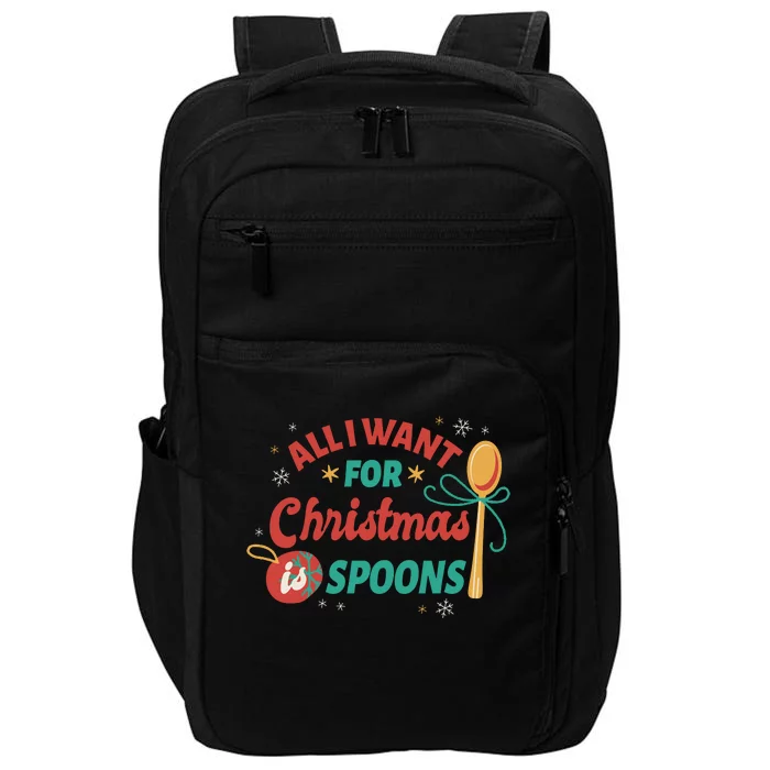 All I Want For Christmas Is Spoons Funny Impact Tech Backpack