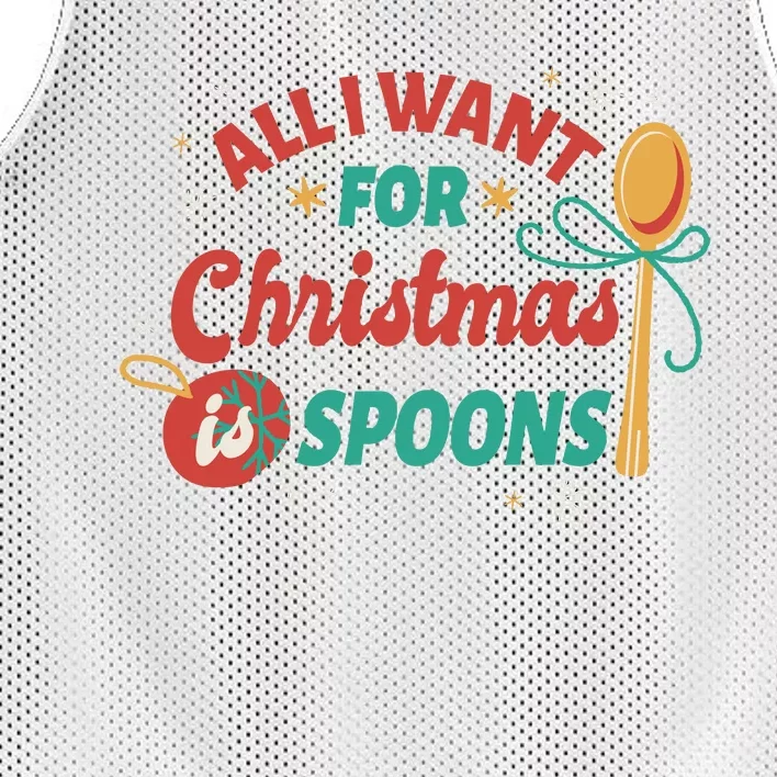 All I Want For Christmas Is Spoons Funny Mesh Reversible Basketball Jersey Tank