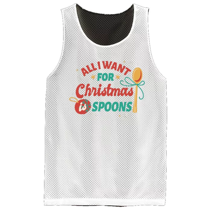 All I Want For Christmas Is Spoons Funny Mesh Reversible Basketball Jersey Tank