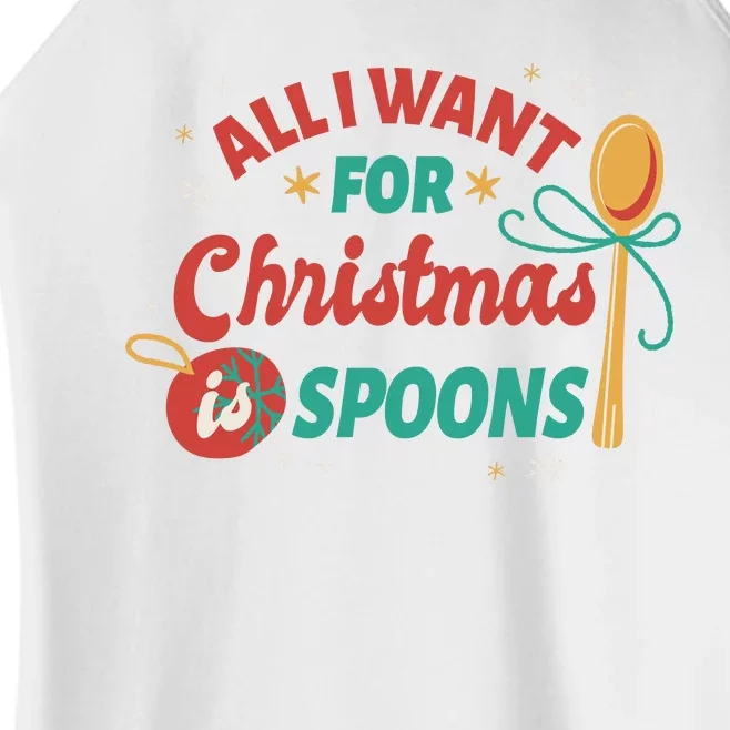 All I Want For Christmas Is Spoons Funny Women’s Perfect Tri Rocker Tank