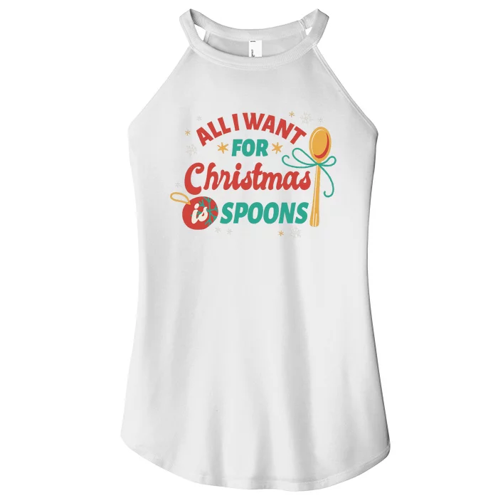 All I Want For Christmas Is Spoons Funny Women’s Perfect Tri Rocker Tank