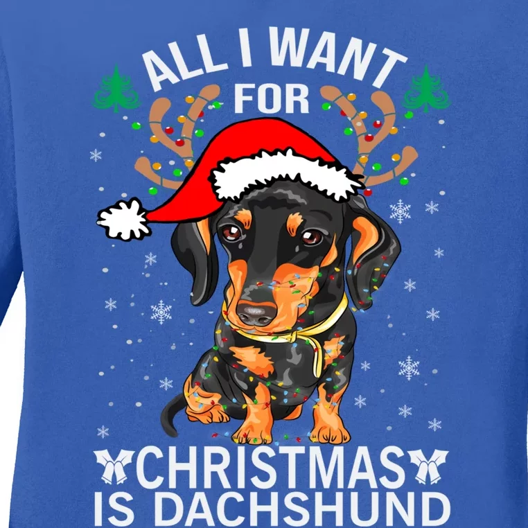 All I Want For Christmas Is More Dog Dachshund Christmas Gift Ladies Long Sleeve Shirt